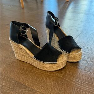 Marc Fisher Black Wedge Sandals